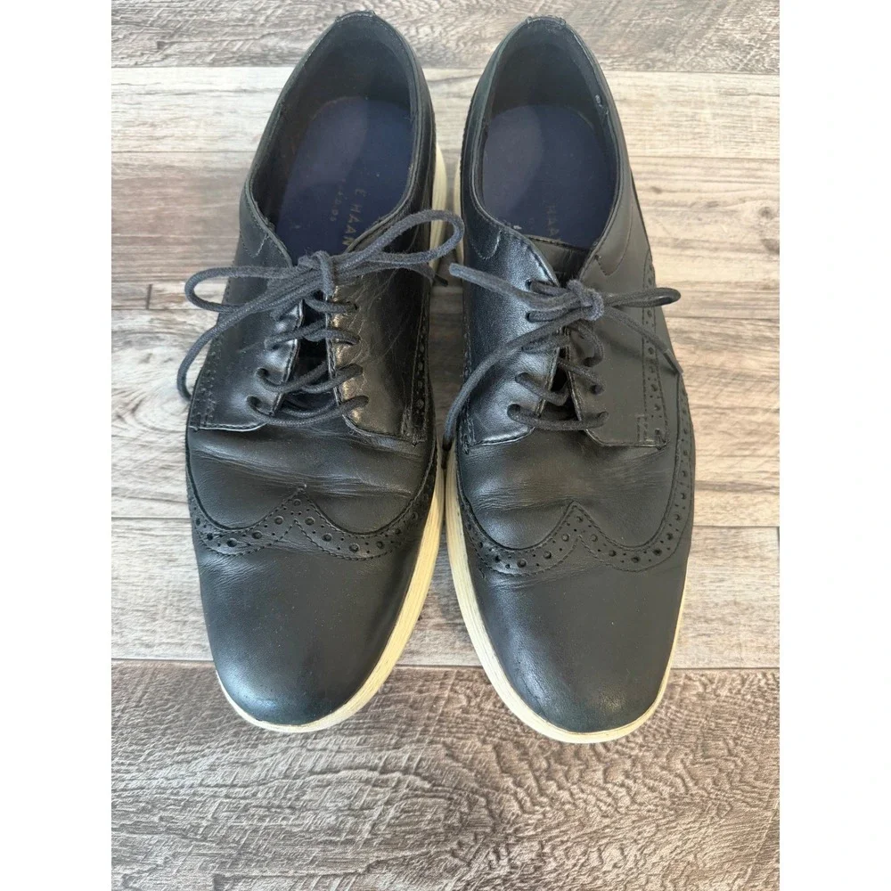 Cole Haan Grand OS Wingtip Oxford Shoes Size 11M Black Leather Brogue Casual